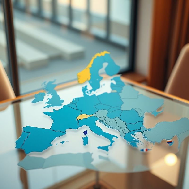 Hartă a Europei pe un birou de consultanță fiscală transfrontalieră